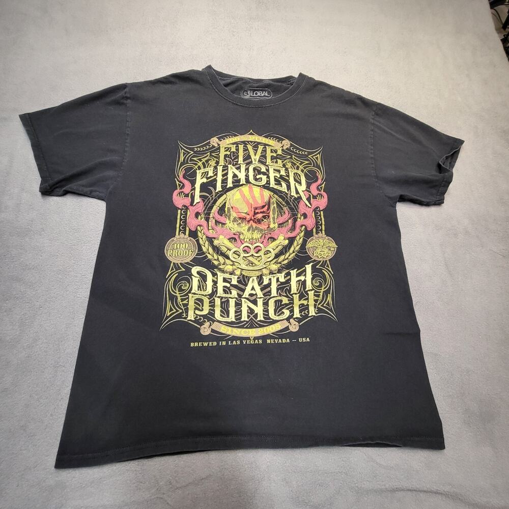 Five Finger Death Punch Shirt Womens L Black Short Sleeve Graphic Tee Crew Neck